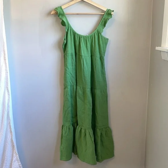 NWT Marine Layer Jude Flutter Sleeve Dress - Jade Sheen Size M - Picture 4 of 7